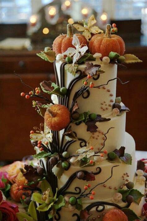 Love This Autumn Themed Wedding Cake Wedding Cakes Fall Wedding