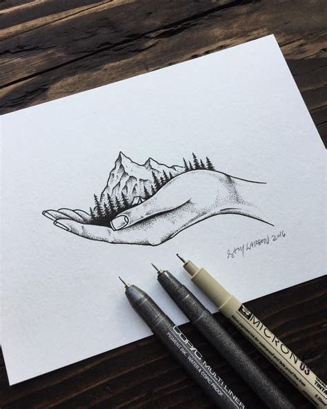 Drawing From Earlier Today Illustration Mountains Art Nature