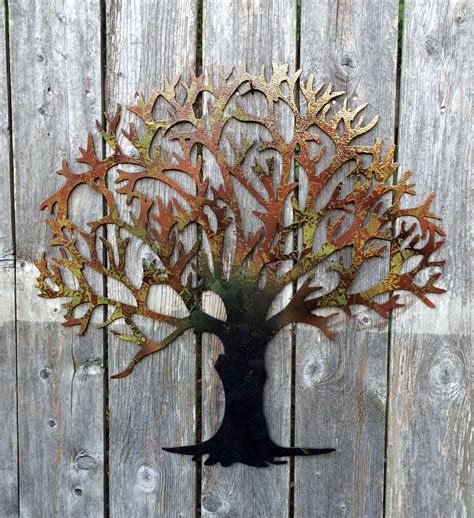 Metal Tree Wall Art With Fall Colorsother Colors Available Metal