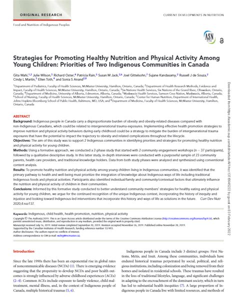 Strategies For Promoting Healthy Nutrition And Physical Activity Among