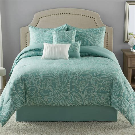 Mainstays Full Or Queen Paisley Jacquard Comforter Set 7 Piece