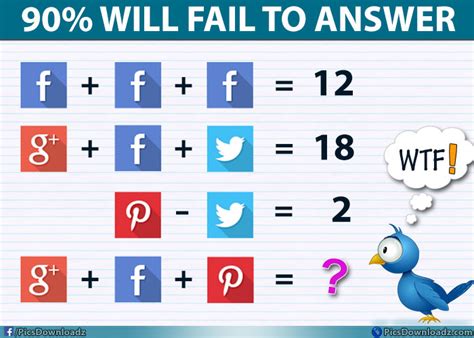 Are there any math puzzles with an answer? Google + Facebook + Pinterest = ?? Solve this Genius ...