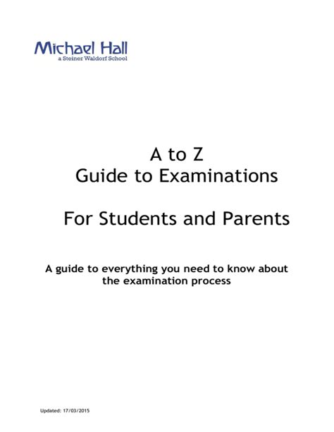 A Z Guide For Examinations For Students And Parents