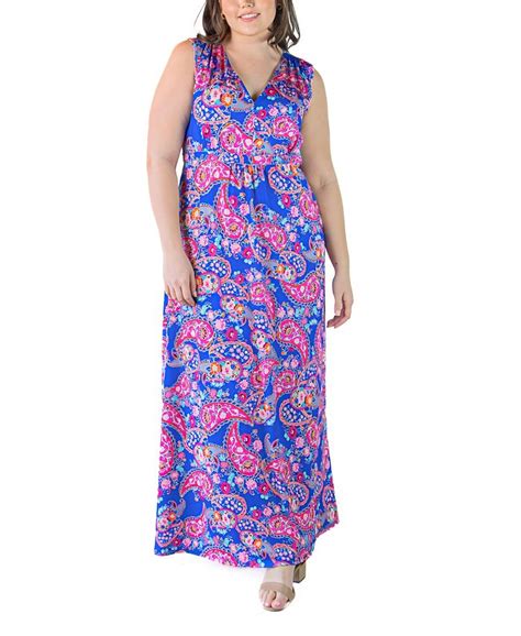 24seven Comfort Apparel Plus Size Sleeveless Empire Waist Maxi Dress