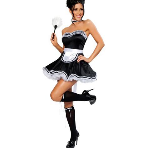 Women Sexy Black Maid Costume Cosplay Sissy Maid Servant Uniform
