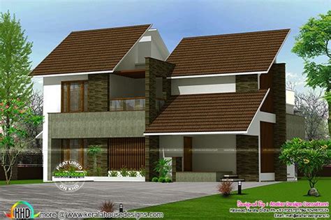 Modern Slanting Roof Home In 2000 Sq Ft Kerala Home Design And Floor