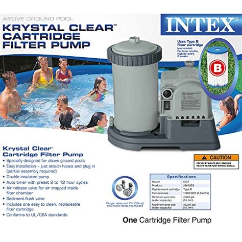 Intex Krystal Clear Cartridge Filter Pump For Above Ground