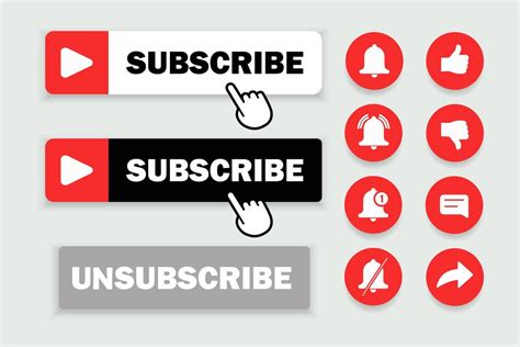 Subscribe Set Button With Hand Cursor Subscription To The Social Media