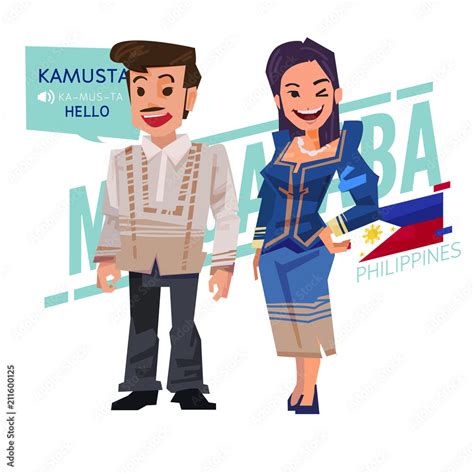 Filipino Couple In Traditional Costume Style Philippines Character