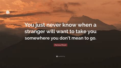 Marissa Meyer Quote “you Just Never Know When A Stranger Will Want To
