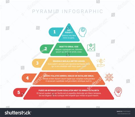 Colorful Hierarchy Pyramid Infographic In 5 Colors And 5 Steps With