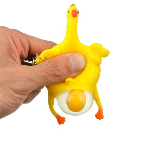Buy Creative Toy Mini Funny Vent Pinch Toys Lay Eggs Chicken Key Ring Rubber