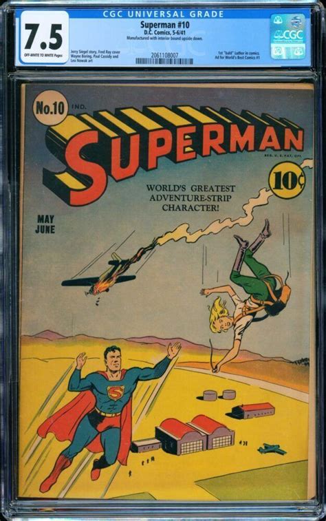 Superman 10 Dc 1941 Cgc 75 Key Error Comic Books Golden