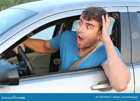 Terrified Male Driver Feeling Guilty Stock Image Image Of Caucasian