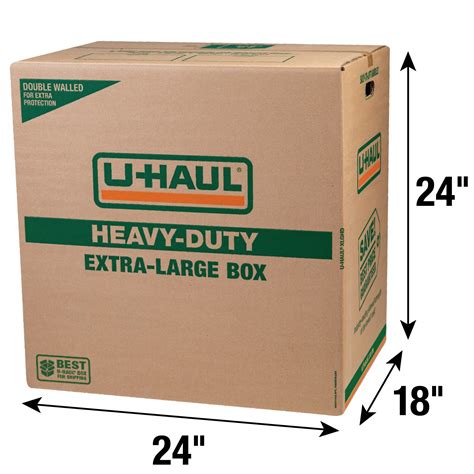 extra large heavy duty double wall moving box 24” x 18” x 24” l x w x h u haul