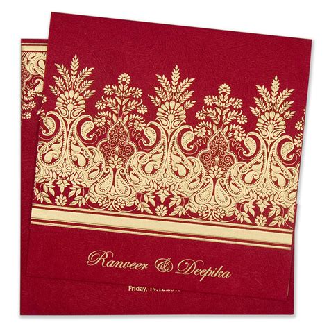 Designer Wedding Invitation Card In Vibrant Red Colour
