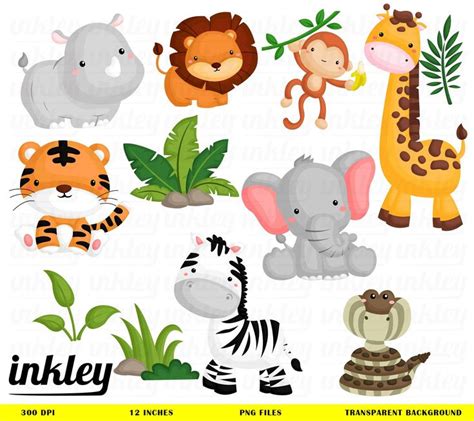 Jungle Animal Clipartjungle Clip Art Jungle Animal Png Etsy