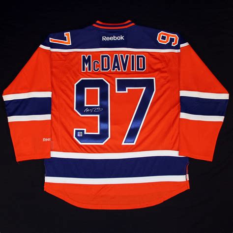 Connor Mcdavid 97 Autographed And Framed Edmonton Oilers Orange