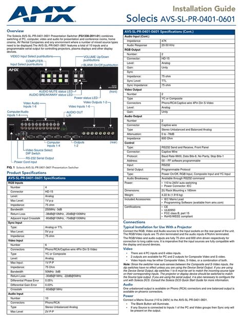 Amx Solecis Avs Sl Pr 0401 060 Installation Manual Pdf Download