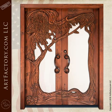Hand Carved Wood Doors Detailed High Relief Carvings