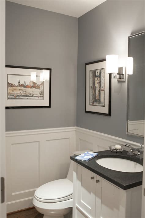 I love the wainscotting and the wall color. 18 Inspiring Powder Rooms - How to Nest for Less™