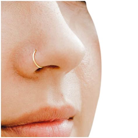 Tiny Secret Nose Hoop Ring In 14k Gold Maison Miru 42 Off