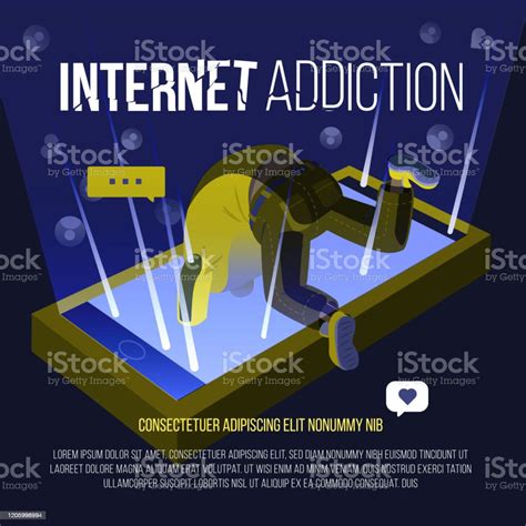 Internet Addiction Concept Illustration Dangers Of Internet And Social