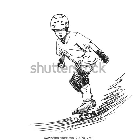 Download boy helmet images and photos. Sketch Boy Skateboarder Full Protection Helmet Stock ...