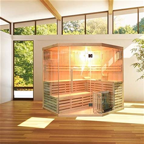 Aleko Sea5jiu Canadian Hemlock Indoor Wet Dry Mini Sauna And Steam Room