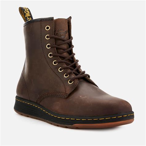 Dr Martens Newton Lite Crazyhorse Leather 8 Eye Boots In Brown For Men