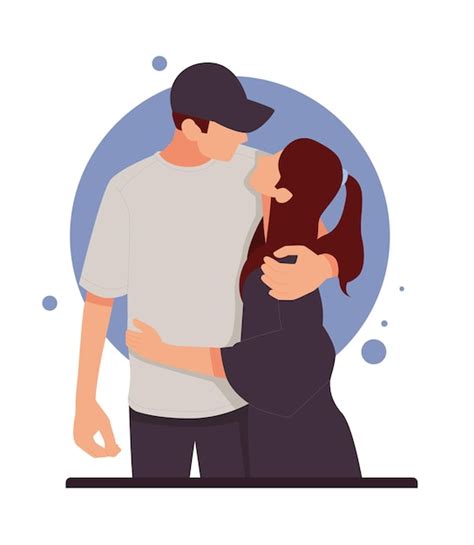 premium vector portrait of romantic couple hugging