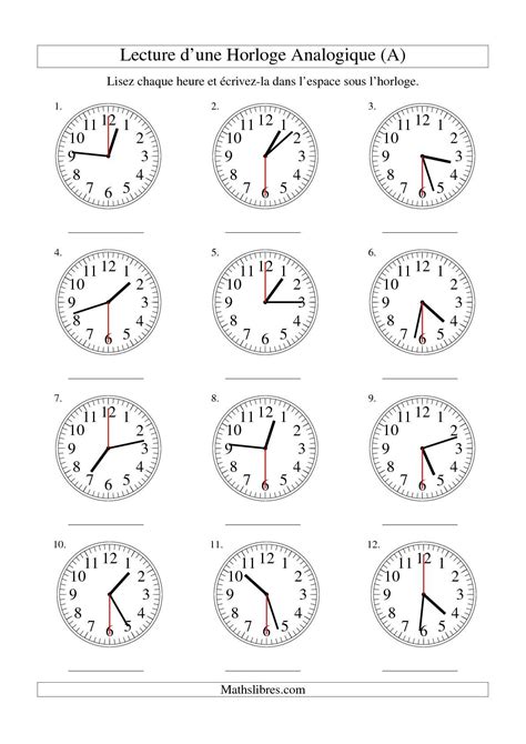 Exercice Horloge Horloge Analogique Horloge Exercices Pour