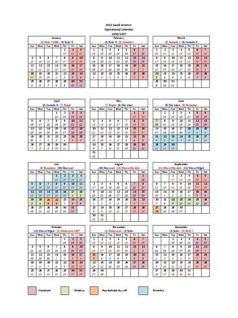Saudi Aramco Operational Calendar 2023 Get Latest News 2023 Update