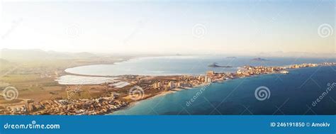 Aerial View La Manga Del Mar Menor Townscape Murcia Spain Stock Photo