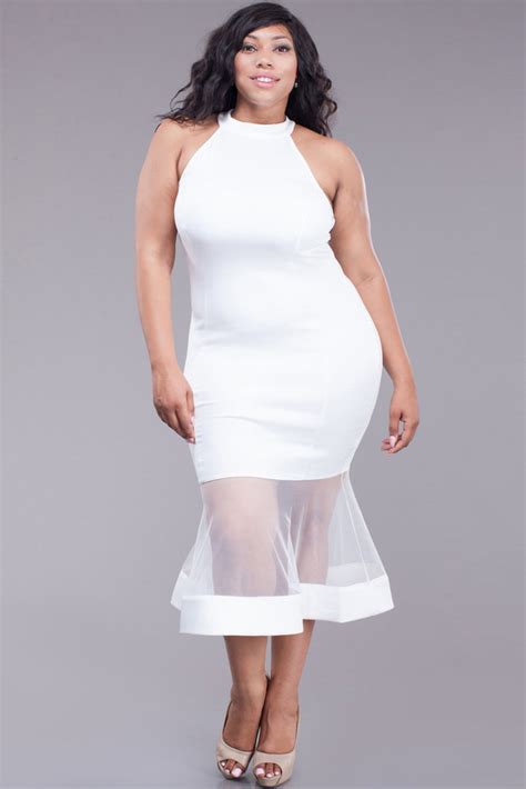Low Mesh Skirt Bodycon Plus Size Dress Plussizefix