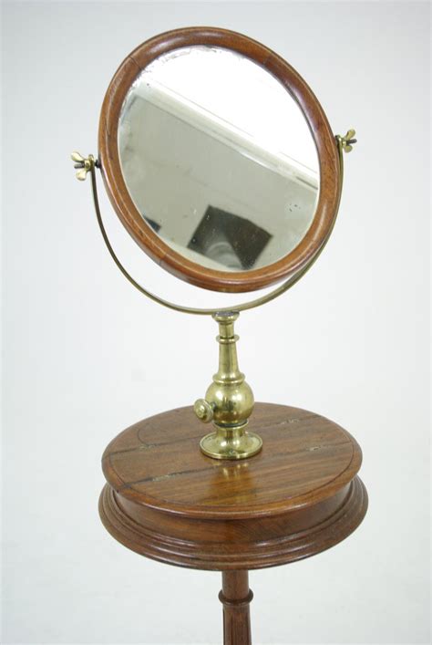 Shaving Mirror, Telescoping Carved Tripod, Walnut, Scotland 1870,B282 