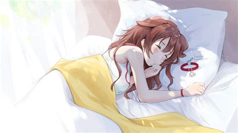 Wallpaper Virtual Youtuber Inugami Korone Anime Girls Sleeping