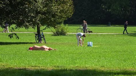Munich Germany 2010s People Sunbathe Naked Stock Footage Video 100 Royalty Free 28674334