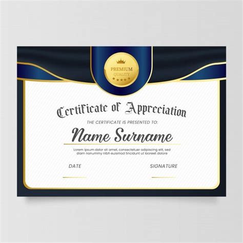 A Certificate With Blue And Gold Trimming