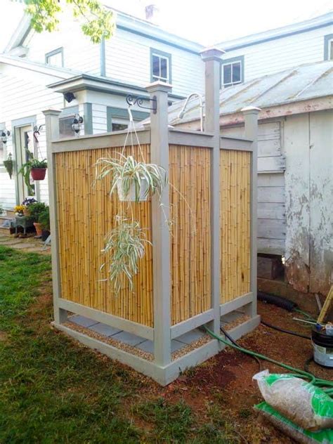 Outdoor Shower With Cali Bamboo Natural Fencing Outdoor