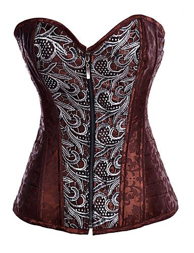 Satin Polyester Brown Steel Boned Steampunk Style Corset Sexy Lingerie