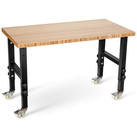 Buy Goplus Garage Workbench With Casters 48 Adjustable Bamboo Top