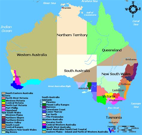 Australien Regionen Karte