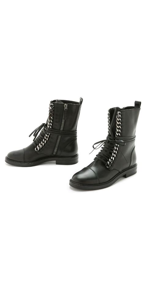 Casadei Leather Chain Biker Boot Combat Boots Ankle Boot Booty