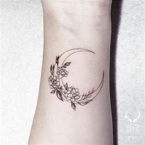 Moon With Flower Tattoo