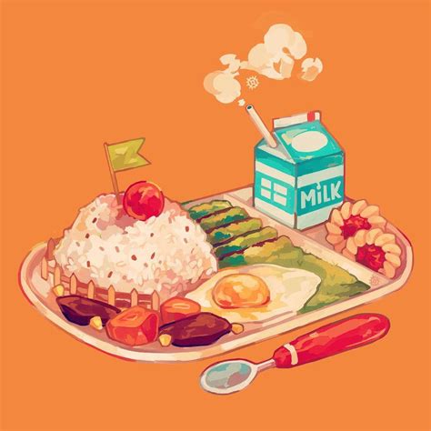 Lunch Field By Reikureii Food Illustration Art Food Illustrations