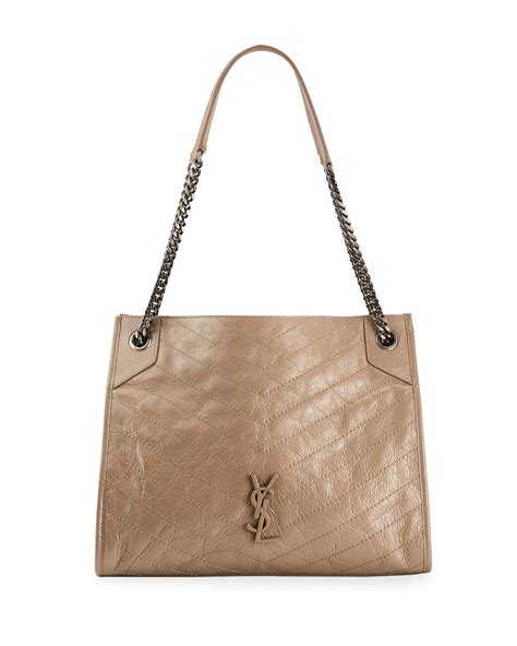Saint Laurent Niki Ysl Monogram Leather Shopping Tote Bag Neiman Marcus
