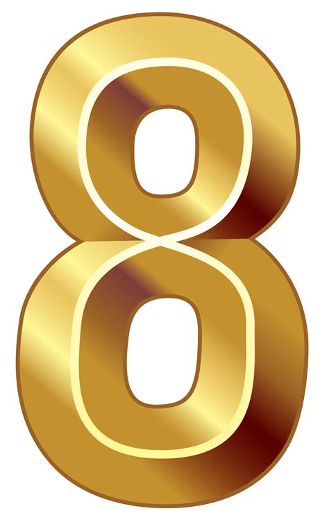 Gold Number Eight Png Clipart Image Clip Art Gold Number Lettering