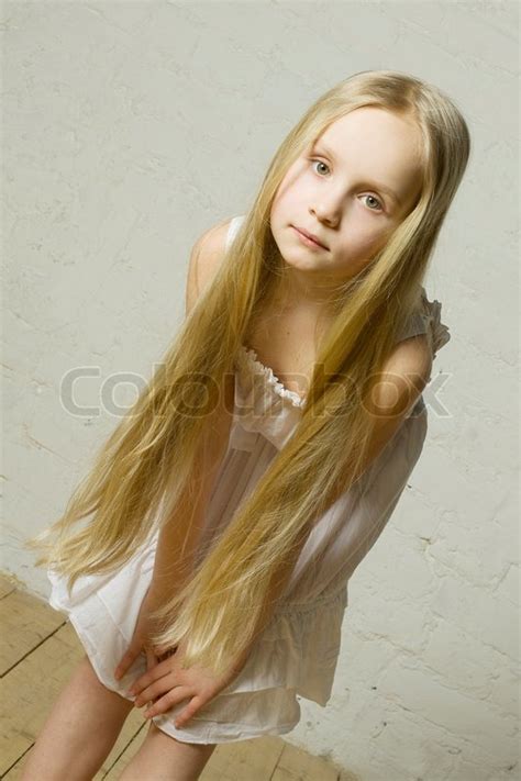 Teen Girl Fashion Model With Long Blond Hair Natural Beauty Stock