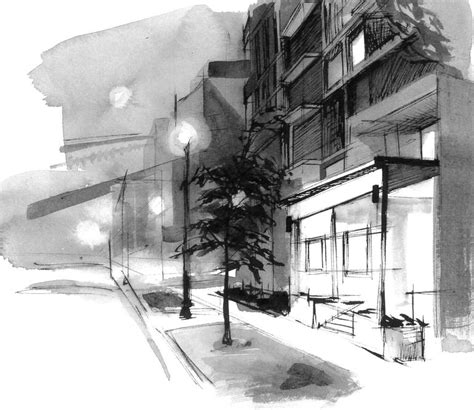 City Street Scene Drawing